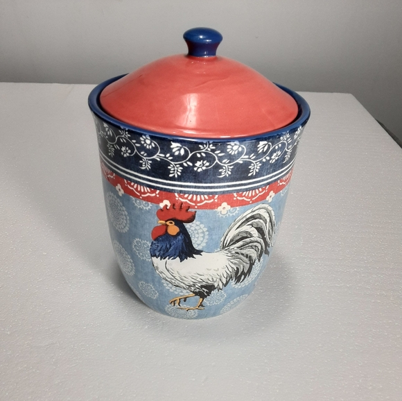 Certified International Other - Certified International Blue and Red Rooster Canister Spring